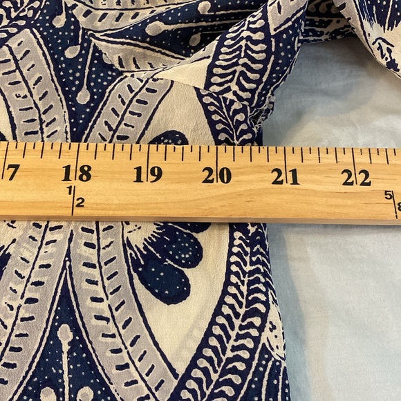 Spartina 449 Navy/Cream Resortwear Long Sleeve Silk Blouse Medium - Picture 6 of 9